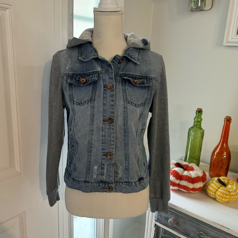 Ci Sono denim jacket detachable hoodie size large - Picture 1 of 9